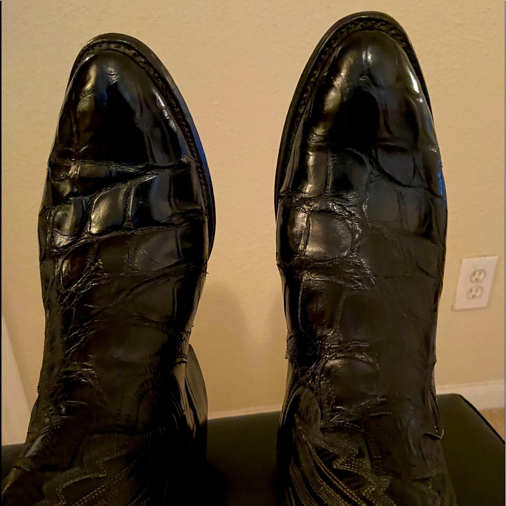 Black Alligator Eel skin boots